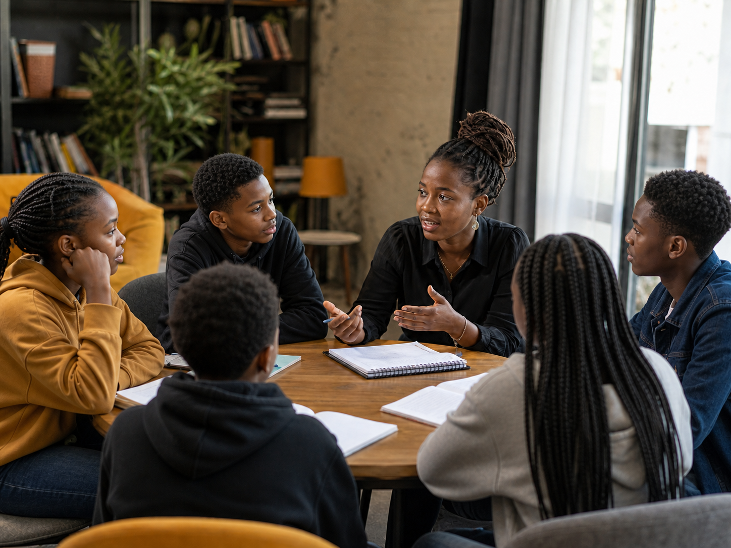 Young people taking part in a Momentum Hub mentorship discussion
